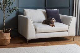 Green Linen Loveseat Armchair - Modern Snuggle Cuddler Custom Arm Chair - Clapham Range - thumbnail 6