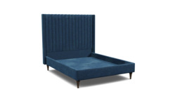 Blue Velvet King Size Bed Frame - Modern Style Bed With Headboard In Easy Clean Velvet - Wokingham Range