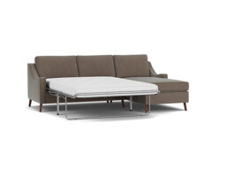Mid-Century Weymouth 3.5 Seater Brown Chaise Sofa Bed, 170+ Customisation Options, UK Crafted - Darlings of Chelsea - thumbnail 1