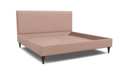 Pink Velvet Emperor Size Bed Frame - Traditional Low End With Large Headboard In Stain Resistant Velvet - Yarnmouth Range