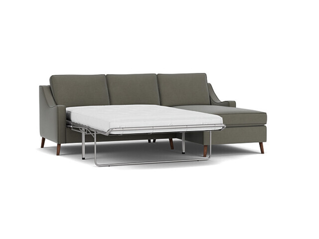 Mid-Century Weymouth 3 Seater Grey Chaise Sofa Bed, 170+ Customisation Options, UK Crafted - Darlings of Chelsea - image 1