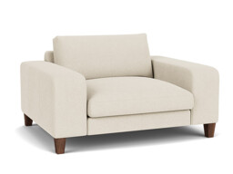 White Chenille Loveseat Armchair - Modern Snuggle Cuddler Custom Arm Chair In Stain Resistant Chenille - Kingly Range