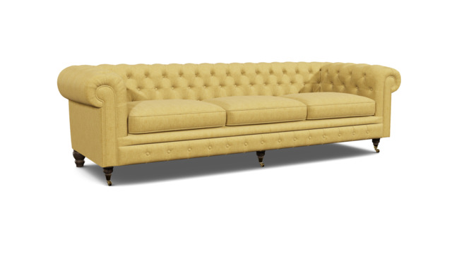 Yellow Velvet 4 Seater Sofa - Traditional Chesterfield Style Custom Sofa In Stain Resistant Velvet - Harrington Range - image 1