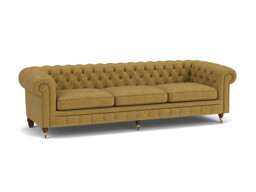 Yellow Velvet 4 Seater Sofa - Traditional Chesterfield Style Custom Sofa In Stain Resistant Velvet - Harrington Range - thumbnail 1