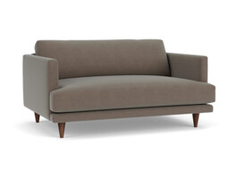 Brown Velvet Loveseat Armchair - Modern Snuggle Cuddler Custom Arm Chair In Easy Clean Velvet - Middleton Range