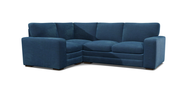 Blue Velvet 1X2.5 Seater Corner Sofabed - Modern Pull Out Custom Sofa Bed In Easy Clean Velvet - Sloane Range - image 1