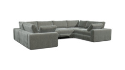 Grey Fabric U Shaped Sofa - Modren U Shape Corner Custom Sofa In Easy Clean Fabric - Purley Range