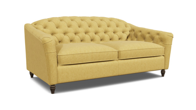 Yellow Velvet 3.5 Seater Sofa - Traditional Button Back Custom Sofa In Stain Resistant Velvet - Payton Range - image 1