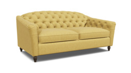 Yellow Velvet 3.5 Seater Sofa - Traditional Button Back Custom Sofa In Stain Resistant Velvet - Payton Range