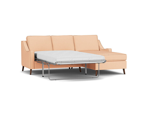 Mid-Century Weymouth 2 Seater Pink Chaise Sofa Bed, 170+ Customisation Options, UK Crafted - Darlings of Chelsea - image 1