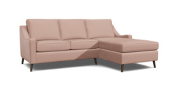 Mid-Century Weymouth 2 Seater Pink Chaise Sofa Bed, 170+ Customisation Options, UK Crafted - Darlings of Chelsea - thumbnail 1