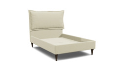 White Chenille Double Bed Frame - Traditional Low End With Large Headboard In Stain Resistant Chenille - Lyndhurst Range - thumbnail 1