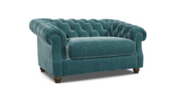Teal Velvet Loveseat Armchair Sofabed - Traditional Style Single Chair Bed In Stain Resistant Velvet - Wantage Range