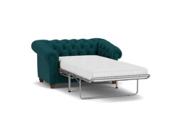 Teal Velvet Loveseat Armchair Sofabed - Traditional Style Single Chair Bed In Stain Resistant Velvet - Wantage Range - thumbnail 1
