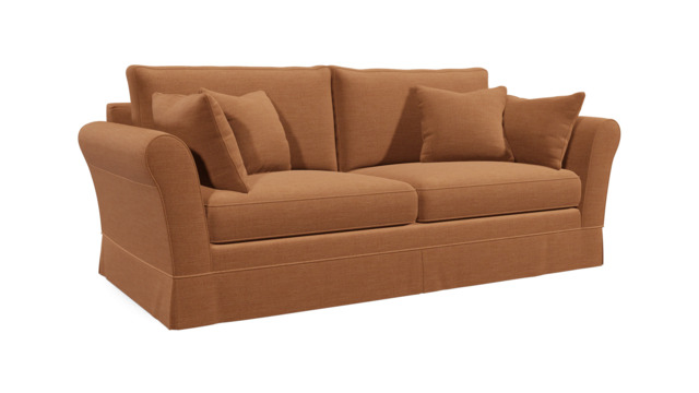 Orange Velvet 4 Seater Sofa - Traditional Large Custom Sofa In Stain Resistant Velvet - Jude Range - image 1