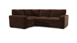 Brown Velvet 1X2.5 Seater Corner Sofabed - Modern Pull Out Custom Sofa Bed In Easy Clean Velvet - Sloane Range