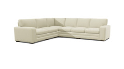 White Chenille 4X3 Seater Corner Sofa - Modern Style Custom Sofa In Stain Resistant Chenille - Sloane Range - thumbnail 1