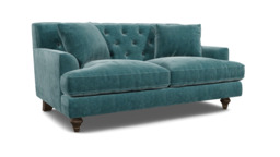 Teal Velvet 2 Seater Sofa - Traditional Button Back Custom Sofa In Stain Resistant Velvet - Charnwood Range