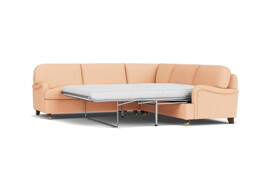 Pink Velvet 3.5 Seater Corner Sofabed - Traditional Fold Out Custom Sofa Bed In Stain Resistant Velvet - Helston Range