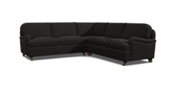 Black Velvet 3X3 Seater Corner Sofabed - Traditional Fold Out Custom Sofa Bed In Easy Clean Velvet - Helston Range