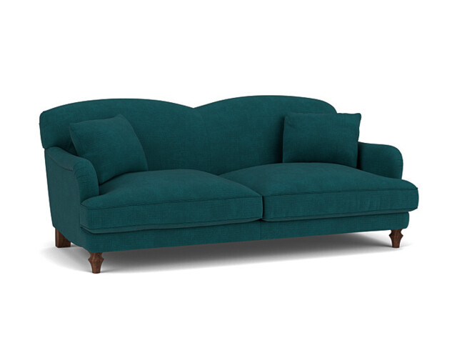 Teal Velvet 3 Seater Sofa - Traditional Style Custom Sofa In Stain Resistant Velvet - Evelyn Range - image 1