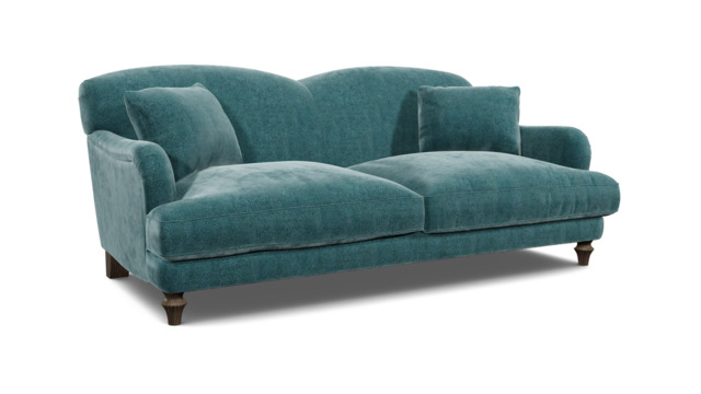 Teal Velvet 3 Seater Sofa - Traditional Style Custom Sofa In Stain Resistant Velvet - Evelyn Range - image 1