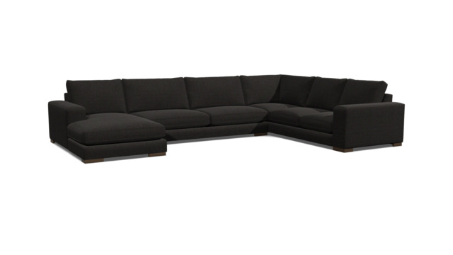 Black Velvet U Shaped Sofa - Modren U Shape Corner Custom Sofa In Easy Clean Velvet - Ashdown Range - image 1