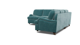 Teal Velvet 2X2 Seater Corner Sofa - Traditional Style Custom Sofa In Stain Resistant Velvet - Helston Range - thumbnail 1