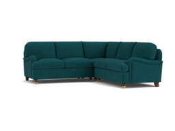 Teal Velvet 2X2 Seater Corner Sofa - Traditional Style Custom Sofa In Stain Resistant Velvet - Helston Range - thumbnail 1