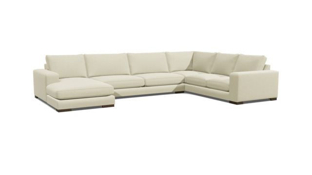 White Chenille U Shaped Sofa - Modren U Shape Corner Custom Sofa In Stain Resistant Chenille - Ashdown Range - image 1