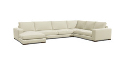 White Chenille U Shaped Sofa - Modren U Shape Corner Custom Sofa In Stain Resistant Chenille - Ashdown Range - thumbnail 1