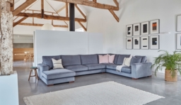 White Chenille U Shaped Sofa - Modren U Shape Corner Custom Sofa In Stain Resistant Chenille - Ashdown Range - thumbnail 5