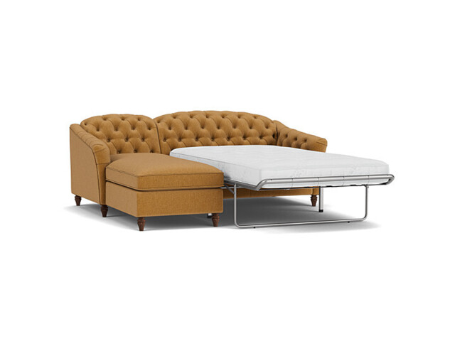 Sophisticated Payton Orange 2 Seater Versatile Chaise Sofa Bed, Deep Button Detailing and Customisable - Darlings of Chelsea - image 1