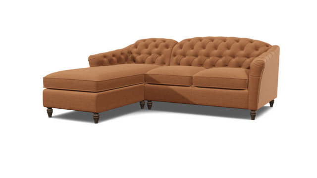 Sophisticated Payton Orange 2 Seater Versatile Chaise Sofa Bed, Deep Button Detailing and Customisable - Darlings of Chelsea - image 1