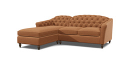 Sophisticated Payton Orange 2 Seater Versatile Chaise Sofa Bed, Deep Button Detailing and Customisable - Darlings of Chelsea - thumbnail 1