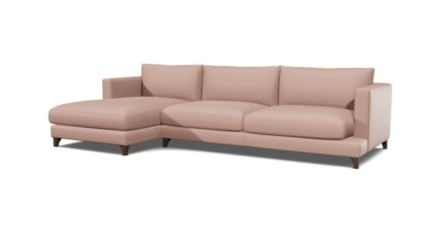 Pink Velvet 2 Seater Sofa With Chaise - Modern Style Custom Sofa In Stain Resistant Velvet - Holland Range - image 1