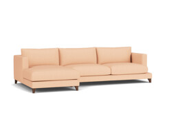 Pink Velvet 2 Seater Sofa With Chaise - Modern Style Custom Sofa In Stain Resistant Velvet - Holland Range - thumbnail 1