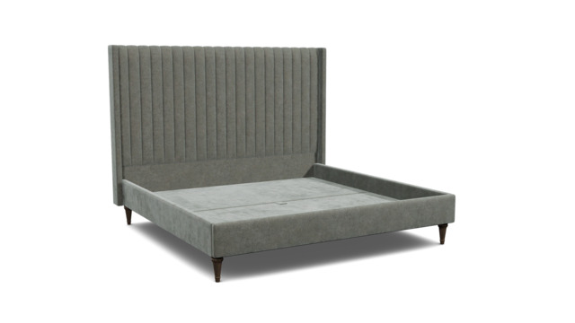 Grey Fabric Emperor Size Bed Frame - Modern Style Bed With Headboard In Easy Clean Fabric - Wokingham Range - image 1