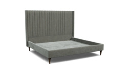 Grey Fabric Emperor Size Bed Frame - Modern Style Bed With Headboard In Easy Clean Fabric - Wokingham Range - thumbnail 1