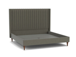 Grey Fabric Emperor Size Bed Frame - Modern Style Bed With Headboard In Easy Clean Fabric - Wokingham Range - thumbnail 1