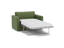 Green Linen Loveseat Armchair Sofabed - Modern Pull Out Chair Bed - Bromley Range - thumbnail 1