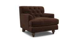 Brown Velvet Armchair - Traditional Accent Custom Arm Chair In Easy Clean Velvet - Charnwood Range - thumbnail 1