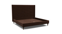 Brown Velvet Emperor Size Bed Frame - Modern Style Bed With Headboard In Easy Clean Velvet - Wokingham Range