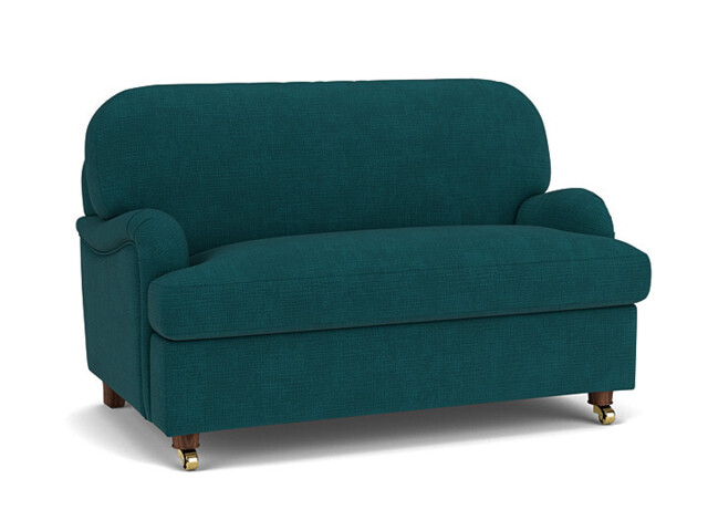 Teal Velvet Loveseat Armchair - Traditional Snuggler Cuddler Custom Arm Chair In Stain Resistant Velvet - Helston Range - image 1