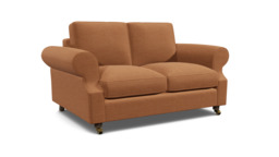 Orange Velvet 2 Seater Sofa - Traditional Style Custom Sofa In Stain Resistant Velvet - Kendal Range - thumbnail 1
