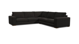 Black Velvet 4 Seater Corner Sofa - Modern Style Custom Sofa In Easy Clean Velvet - Ashdown Range - thumbnail 1