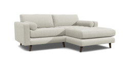 Neutral Fabric Loveseat Sofa With Chaise - Modern Petit Custom Sofa In Easy Clean Fabric - Shoreditch Range - thumbnail 1