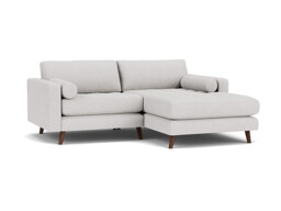 Neutral Fabric Loveseat Sofa With Chaise - Modern Petit Custom Sofa In Easy Clean Fabric - Shoreditch Range