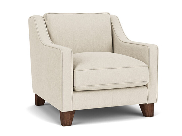White Chenille Armchair - Modern Accent Custom Arm Chair In Stain Resistant Chenille - Banbury Range - image 1