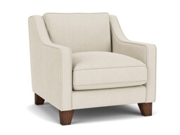 White Chenille Armchair - Modern Accent Custom Arm Chair In Stain Resistant Chenille - Banbury Range - thumbnail 1